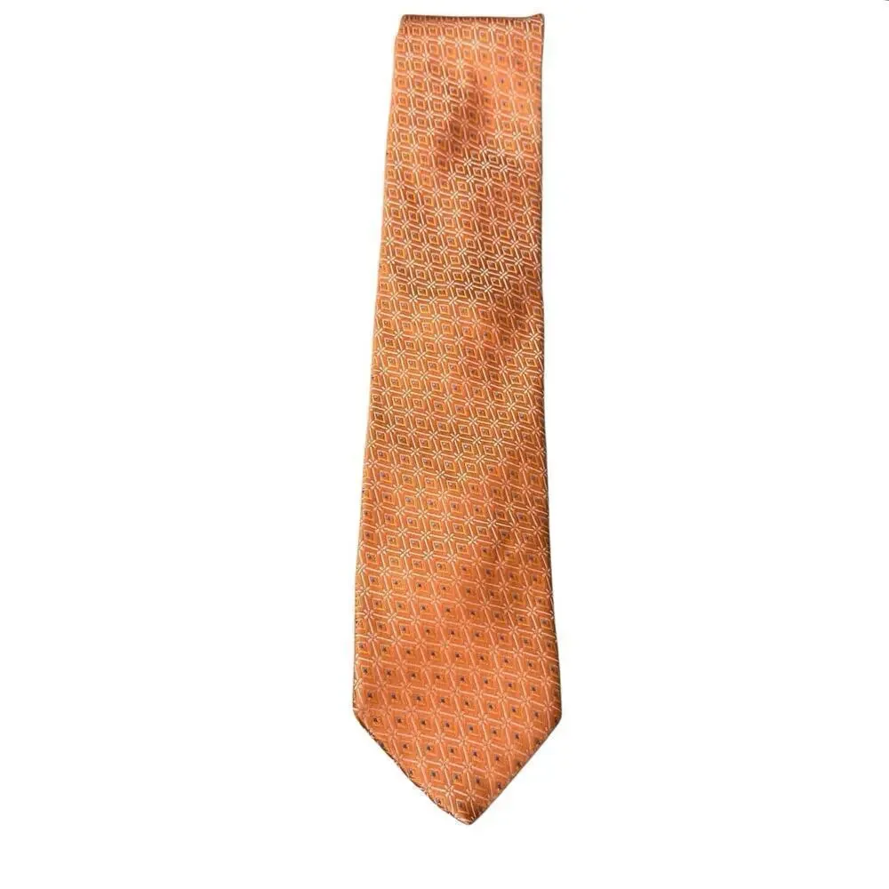 Ike Behar Men's Orange 100% Silk Necktie Tie